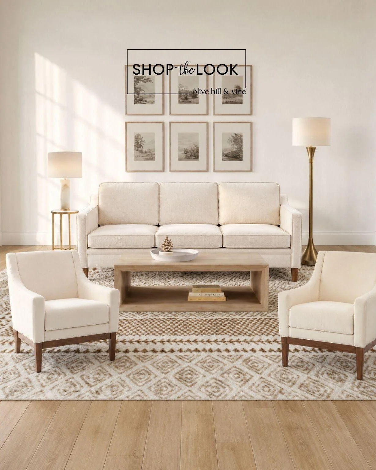 Designed around light, texture, and timeless appeal, this living room pairs soft upholstery, warm wood finishes, and classic artwork for a look that feels fresh yet enduring. A space that invites you to relax and stay awhile.

#LTKHome  #livingroomde