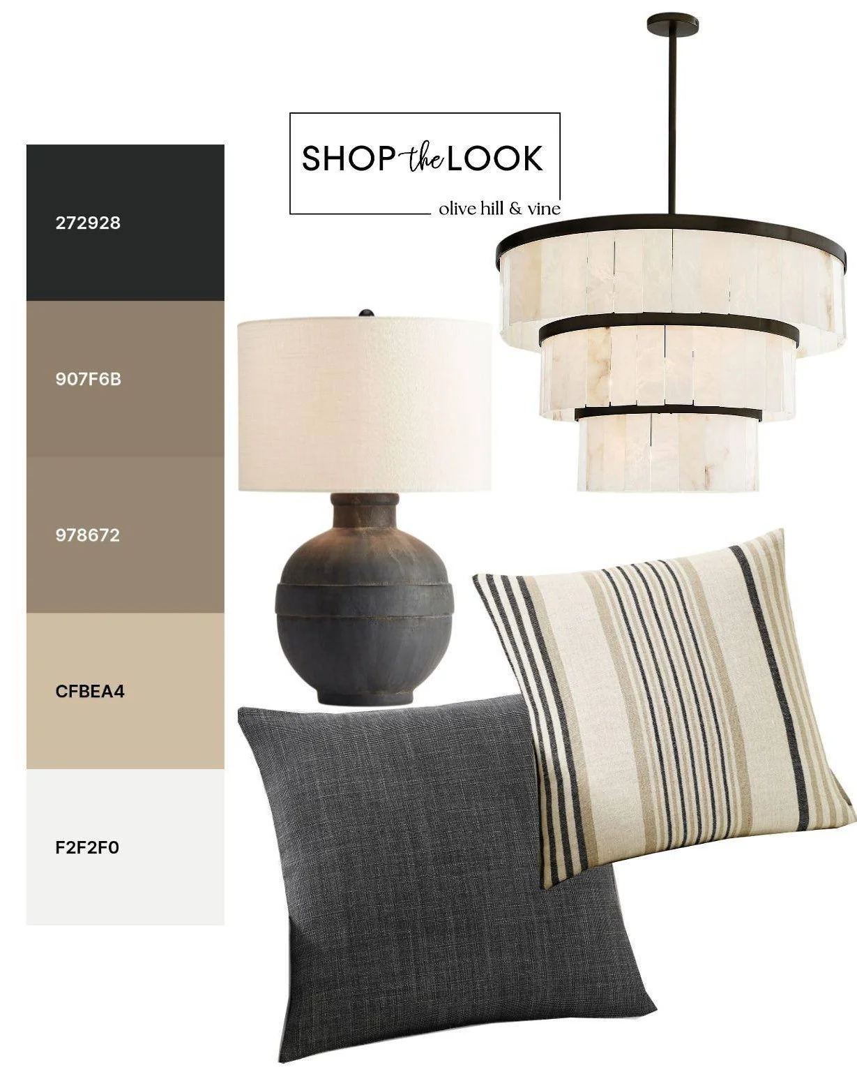 A warm, tailored palette sets the foundation for this curated look. Layered neutrals, rich charcoal, natural textures, bold stripes and sculptural lighting come together for a sophisticated mix that feels relaxed, refined and timeless.

Follow us + c