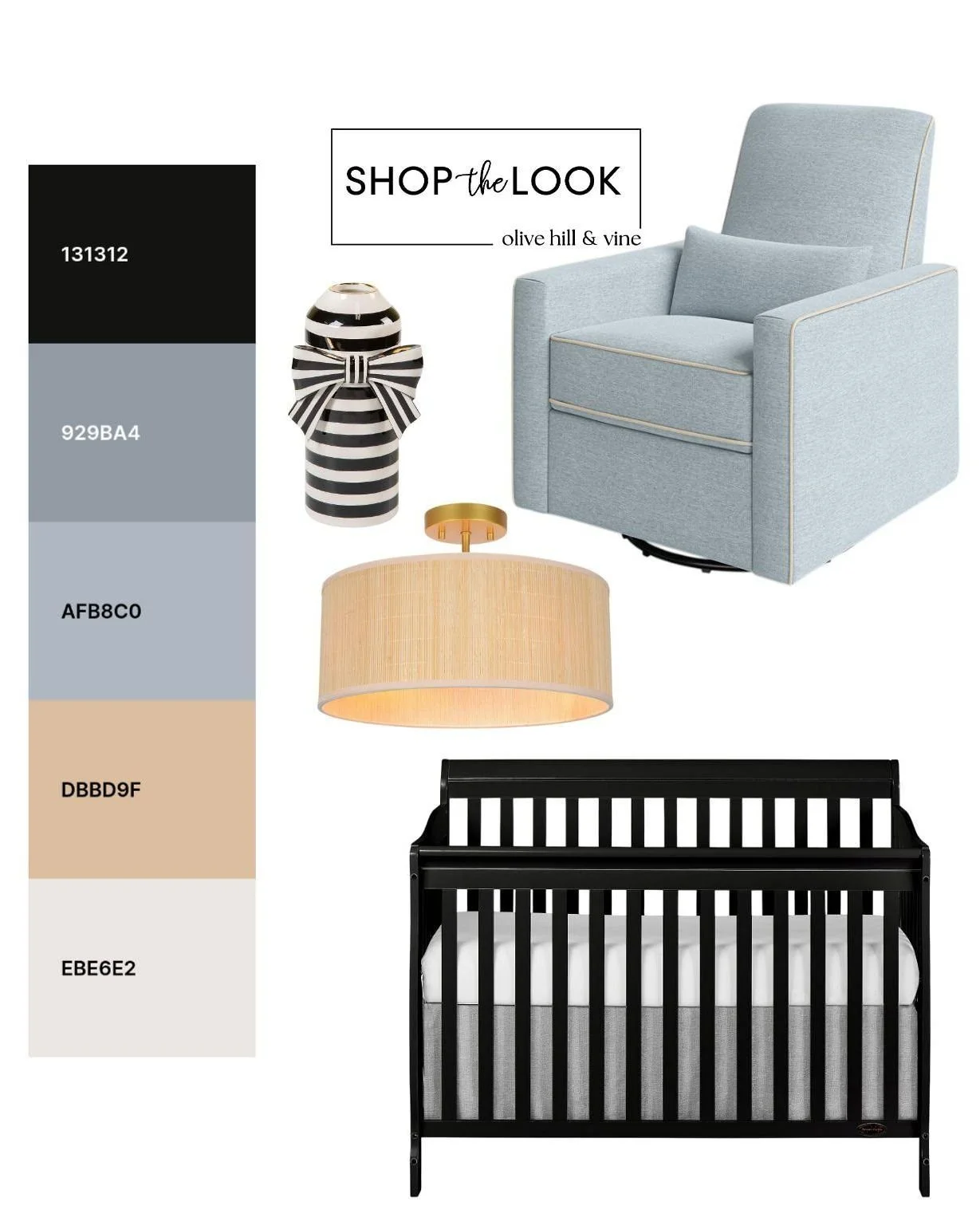 Soft blue meets bold black in a nursery palette that feels fresh, playful, and polished. Warm natural textures and whimsical details soften the contrast, creating a sweet foundation for a space designed to grow right along with little ones.

Follow u