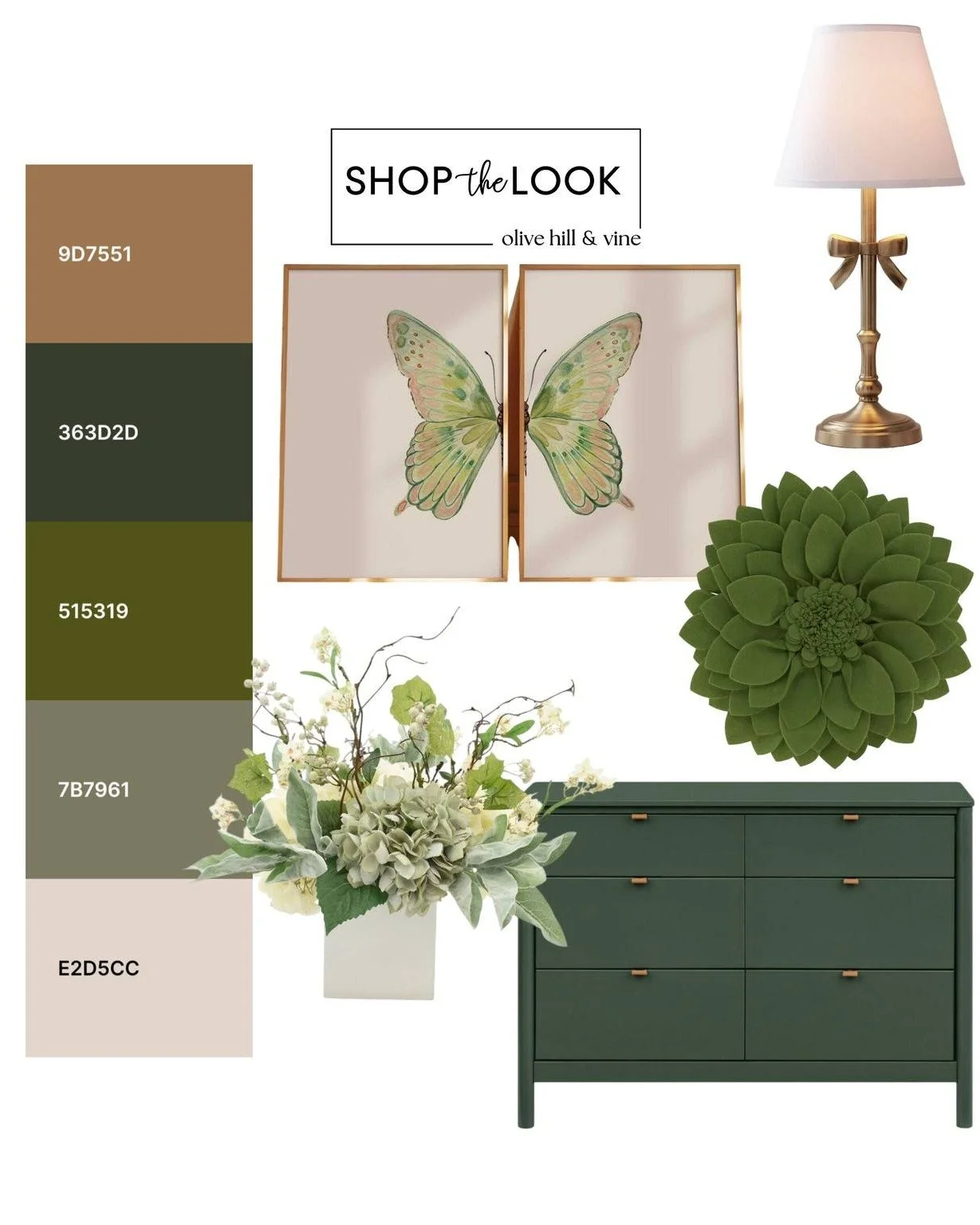 A little whimsy, a lot of charm! 🌿 Soft sage greens, delicate butterflies, rich wood tones, and floral accents come together for a nursery that's sweet, sophisticated, and designed to grow with your little one. 

Follow us + comment &ldquo;SHOP&rdqu