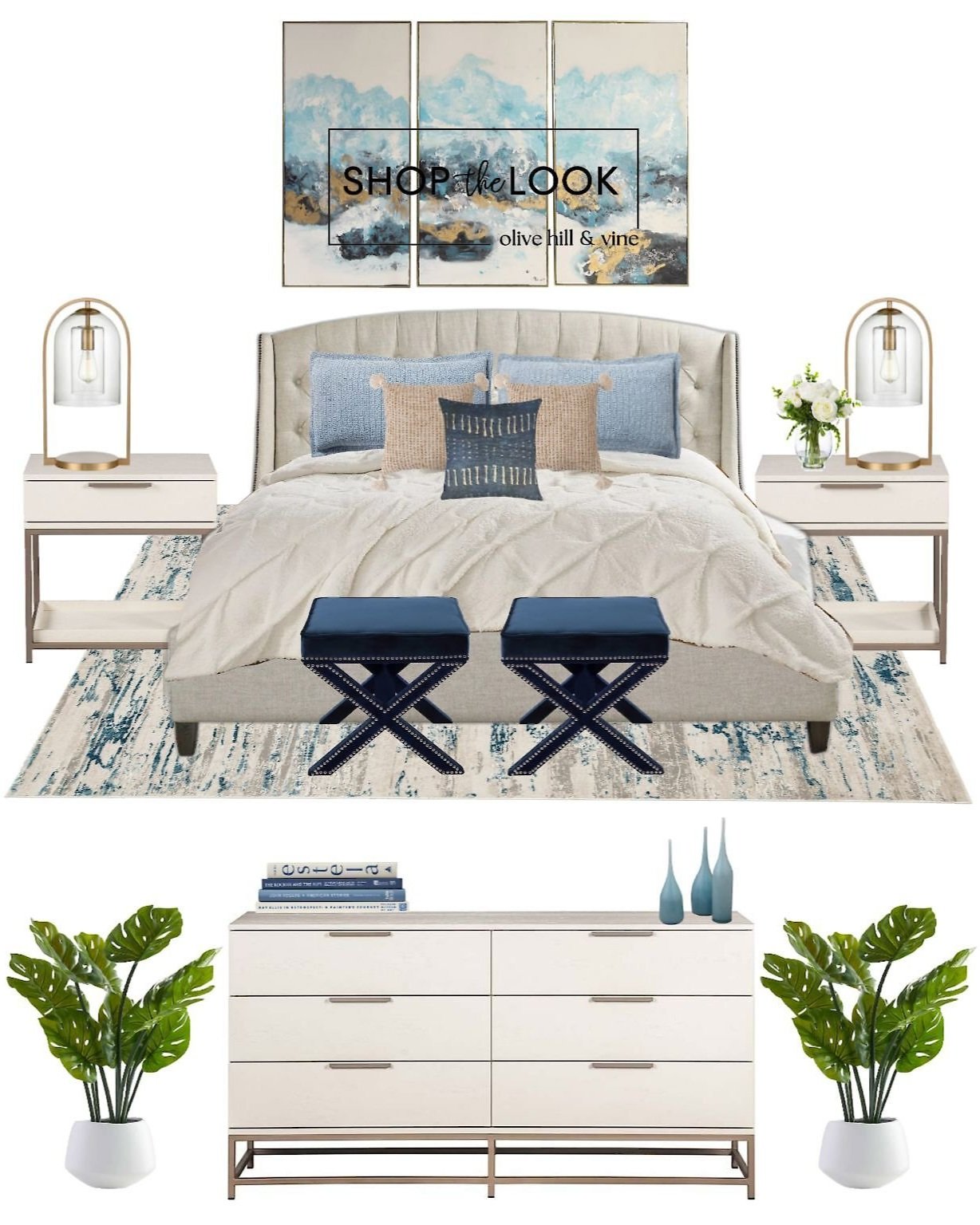 Blue and Gold Bedroom