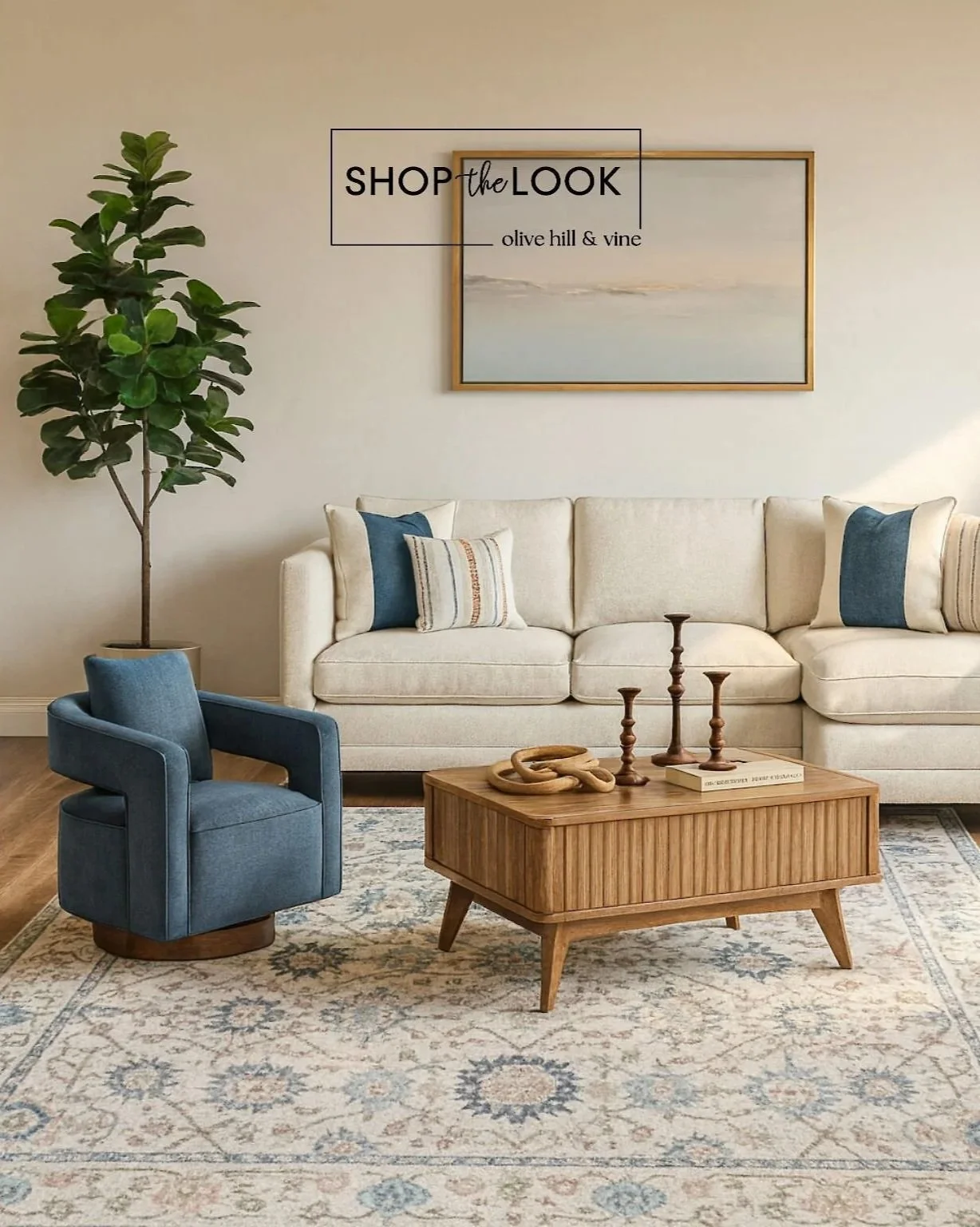 Blue and Beige Living Room