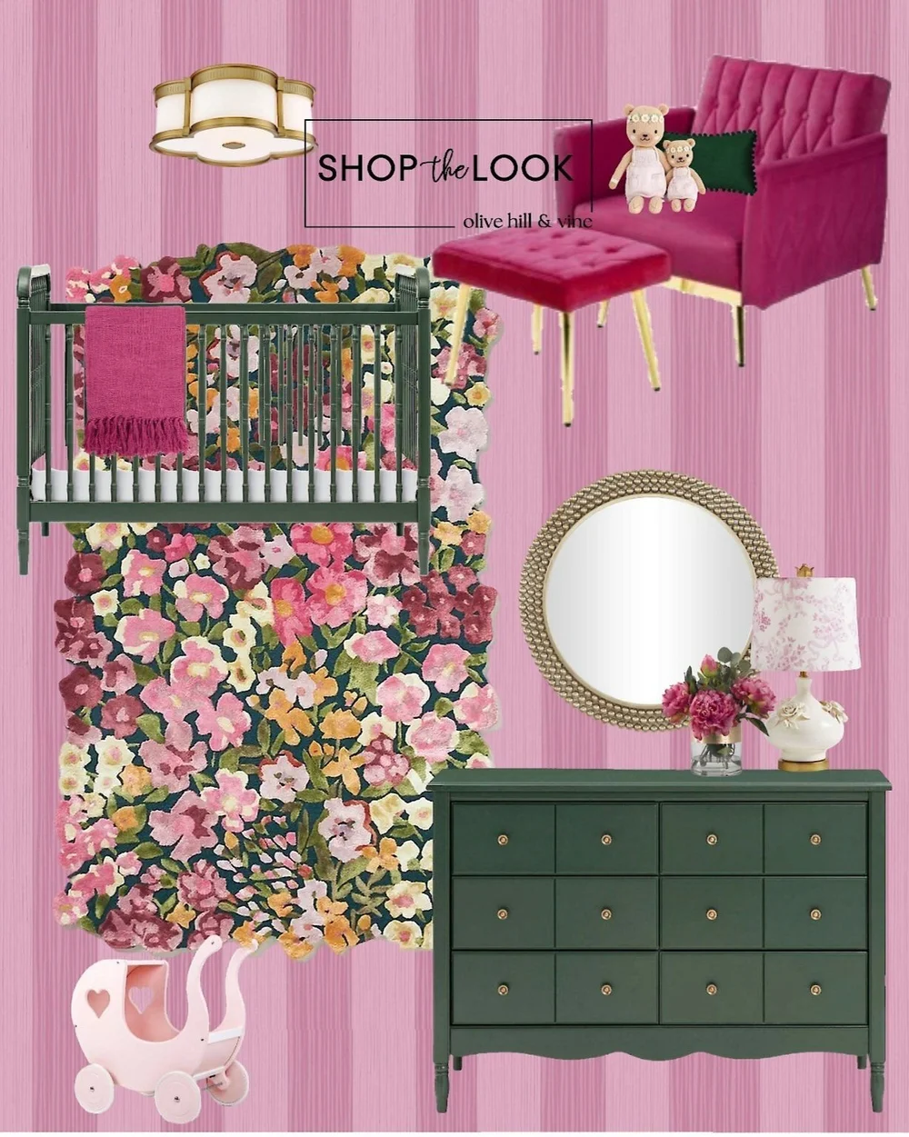 Fuchsia & Forest Green Nursery — OliveHillandVine