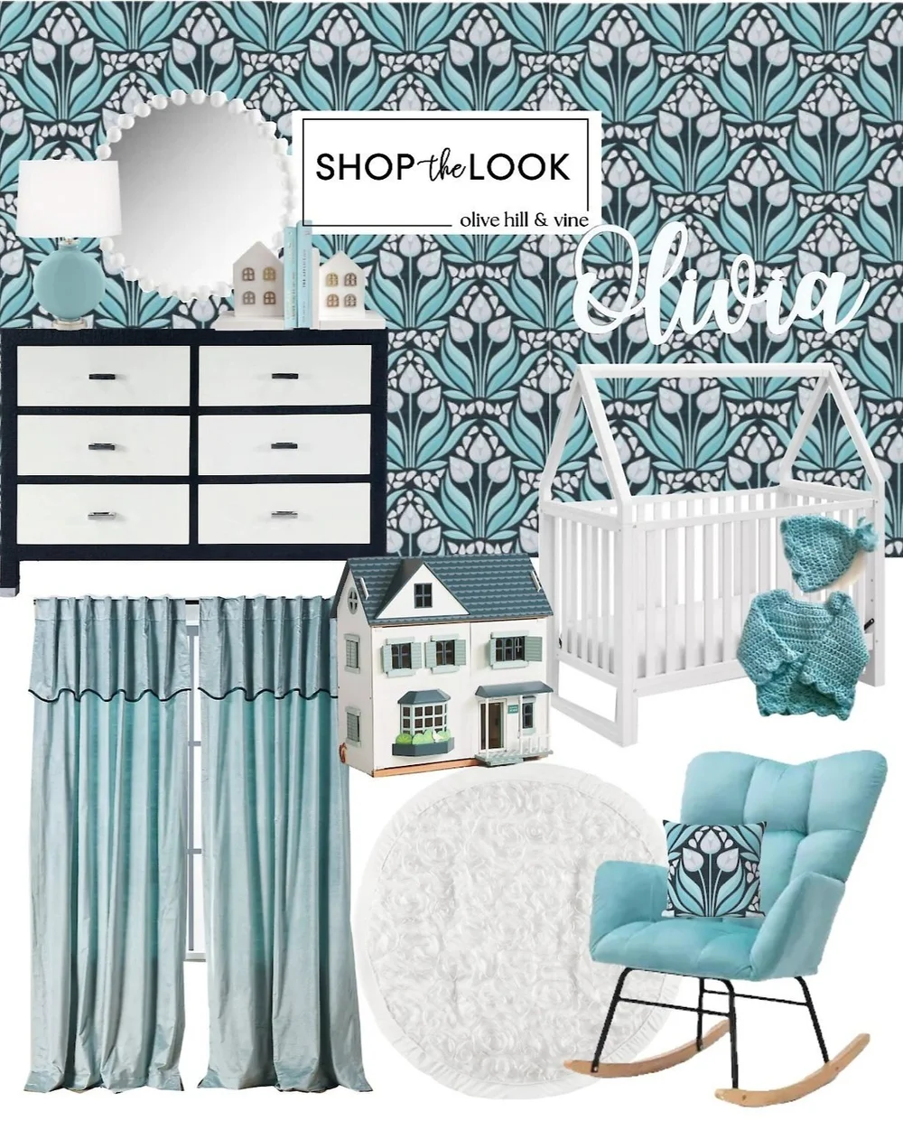 Navy and Aqua Nursery — OliveHillandVine