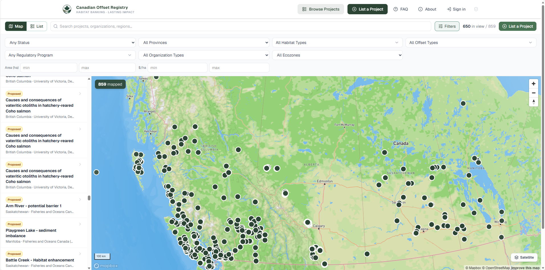 Canadian Offset Registry: Making Habitat Offsetting Easier to Find, Understand, and Deliver