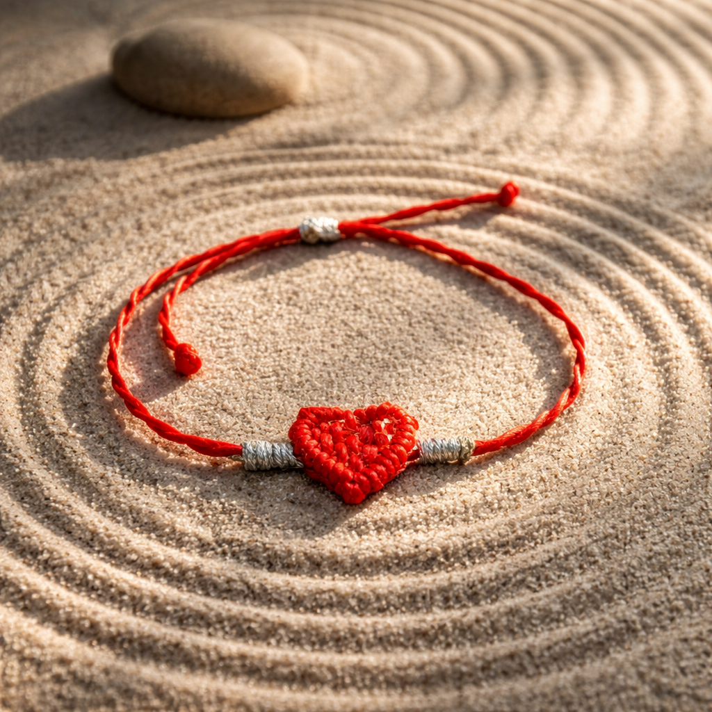 Makramee-Armband Herzenssache – rotes Herz-Armband handgefertigt