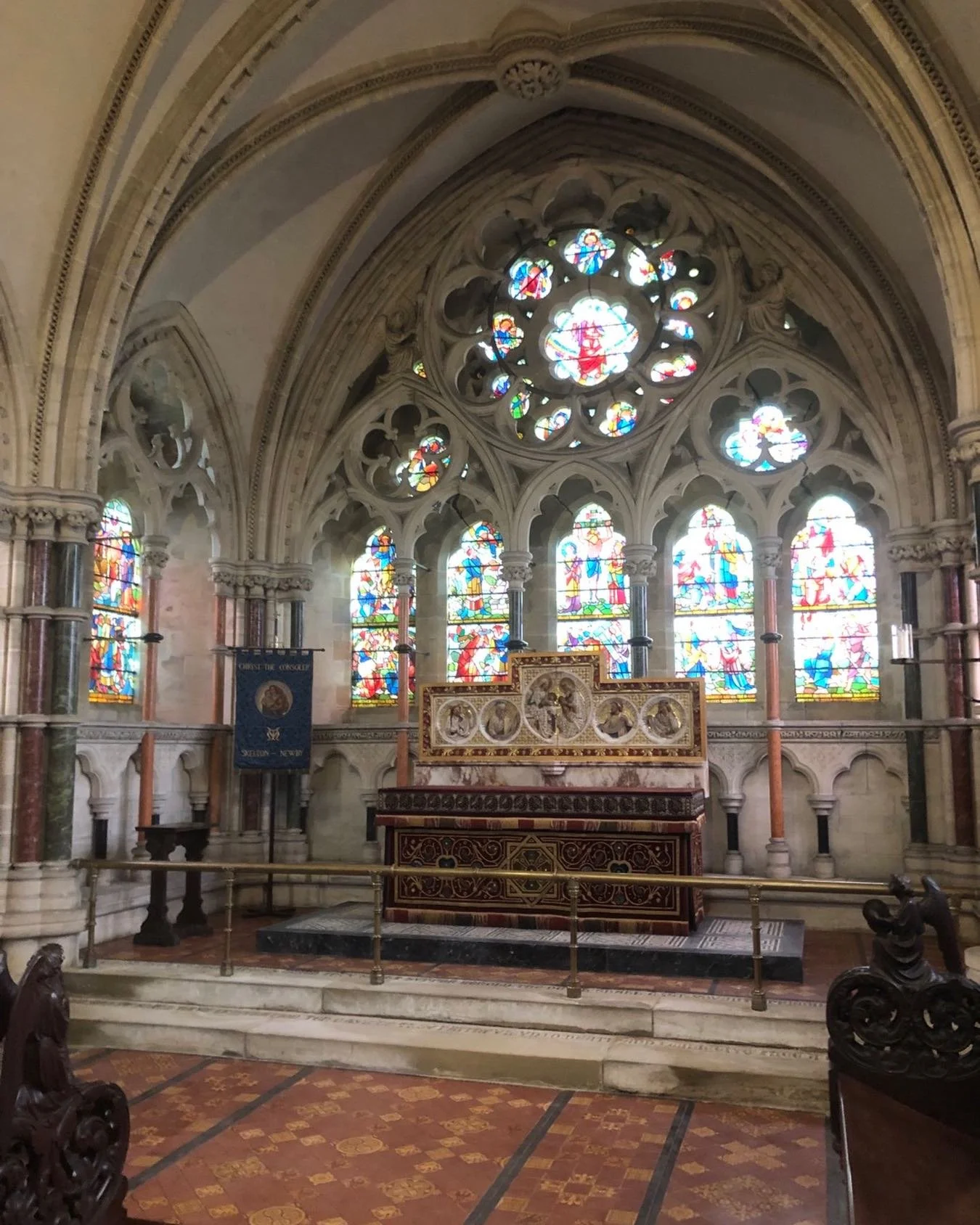 Good morning: the dazzling chancel of Burges&rsquo;s Christ the Consoler, Newby: warmest wishes.