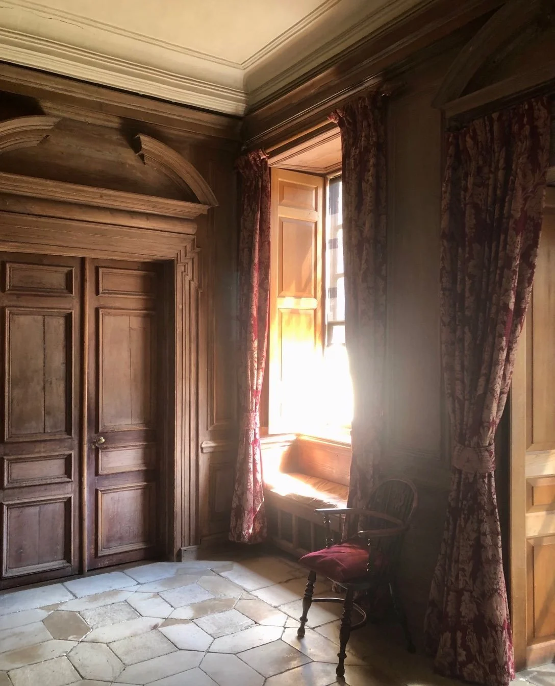 Good evening: a fine late seventeenth century doorcase in the hall of Nunnington Hall, Yorkshire: warmest wishes.