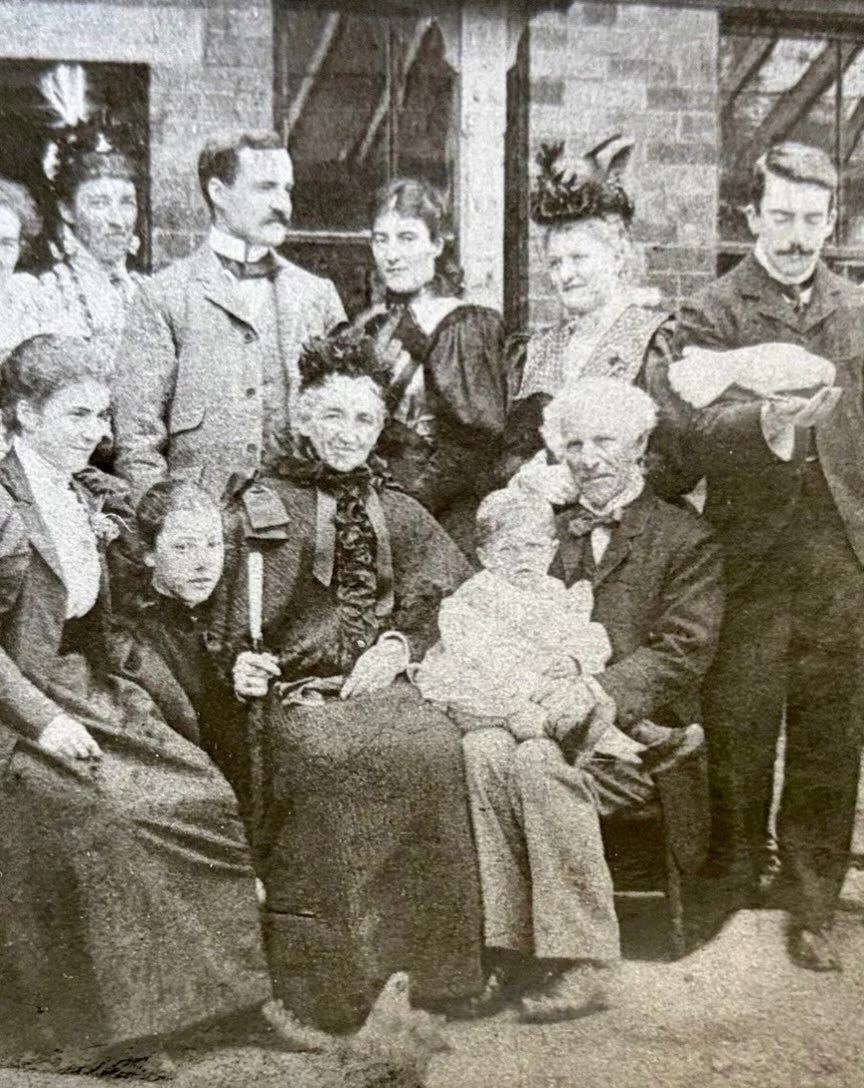 Good morning: old family photo emerged in recent desk tidy - detail shows great grandfather, a famously laid back Shropshire farmer, in pale jacket - great-great-grandfather, a Lancashire doctor, seated with his wife; also standing my great-grandfath