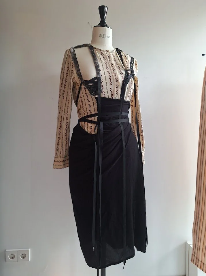vintage wool Celine blouse wrap dress