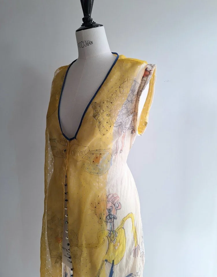 long vest dress in sheer silk