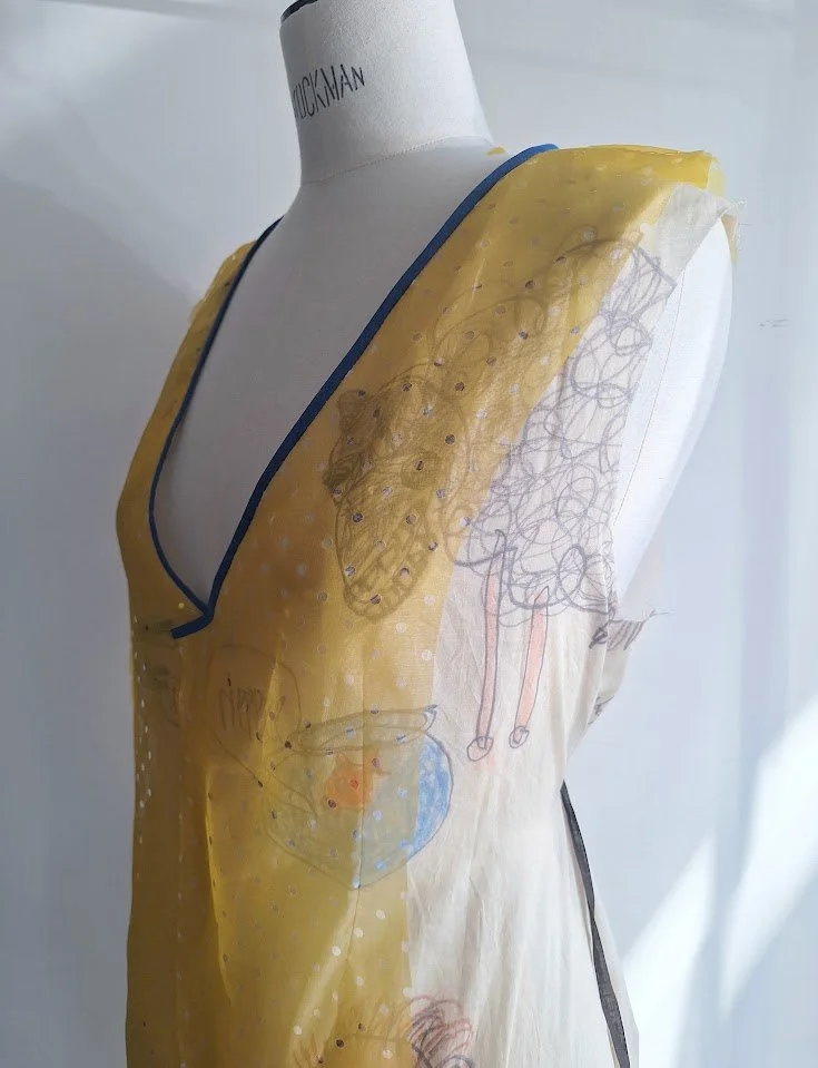 long vest dress in sheer silk