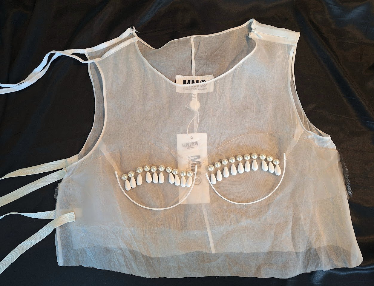 upcycled Margiela cover top  with attached bra jewelry