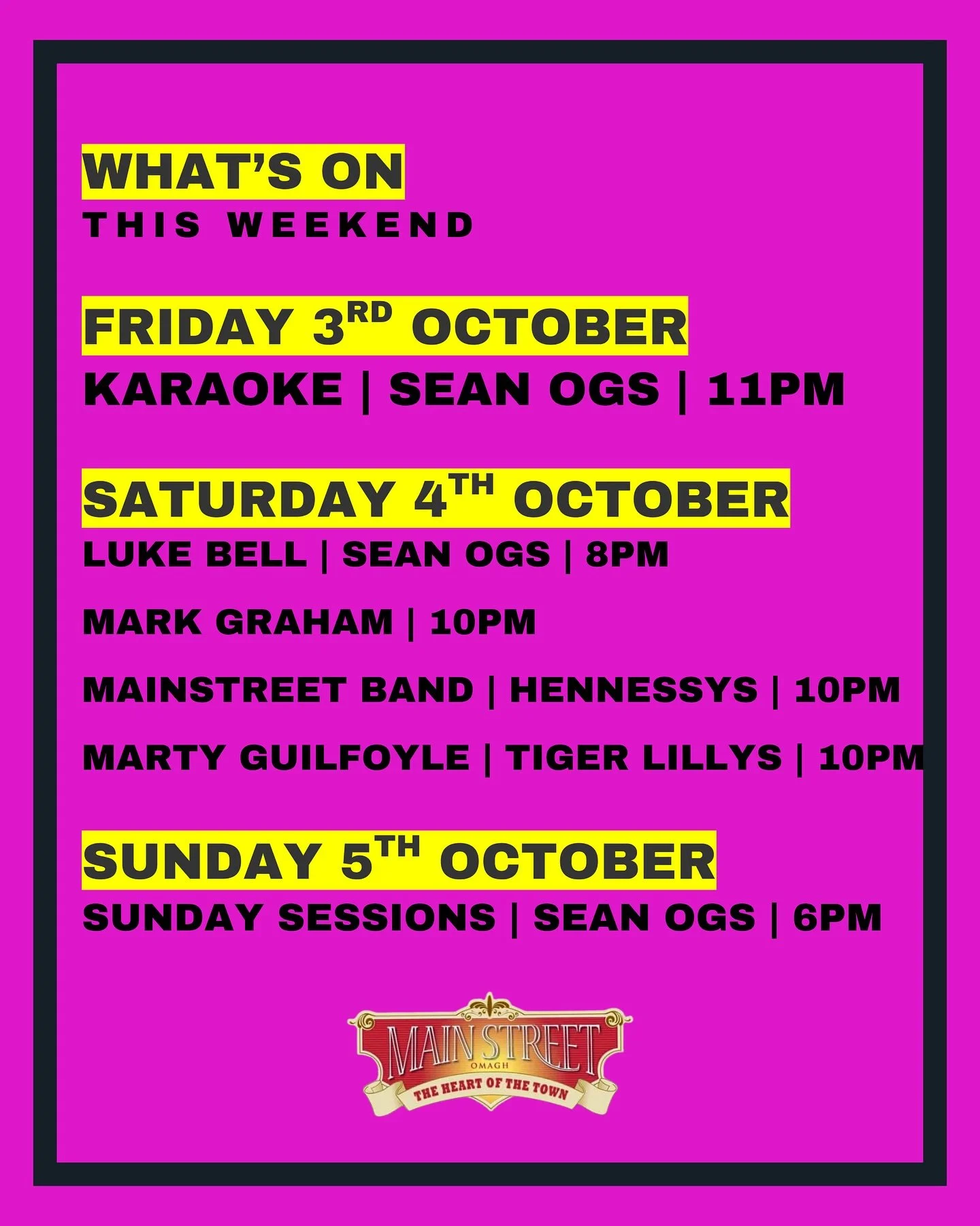 𝐖𝐡𝐚𝐭&rsquo;𝐬 𝐨𝐧 𝐭𝐡𝐢𝐬 𝐖𝐄𝐄𝐊𝐄𝐍𝐃 
Get set for the #weekend ☀️ on MainStreet!
We can&rsquo;t promise the sunshine, but we can promise a fantastic lineup of #entertaiment all weekend!!!!