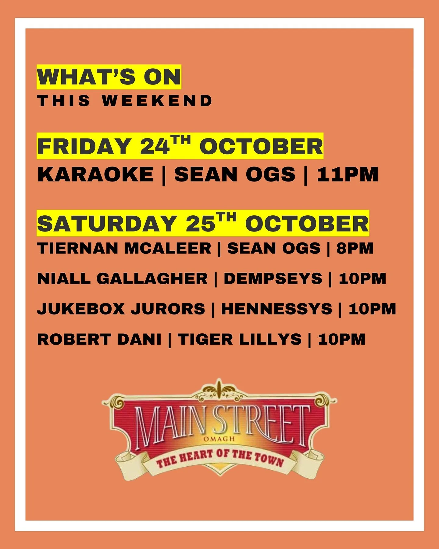 𝐖𝐡𝐚𝐭’𝐬 𝐨𝐧 𝐭𝐡𝐢𝐬 𝐖𝐄𝐄𝐊𝐄𝐍𝐃 
Get set for the #weekend on MainStreet!
A fantastic lineup of #entertaiment all weekend!!!!