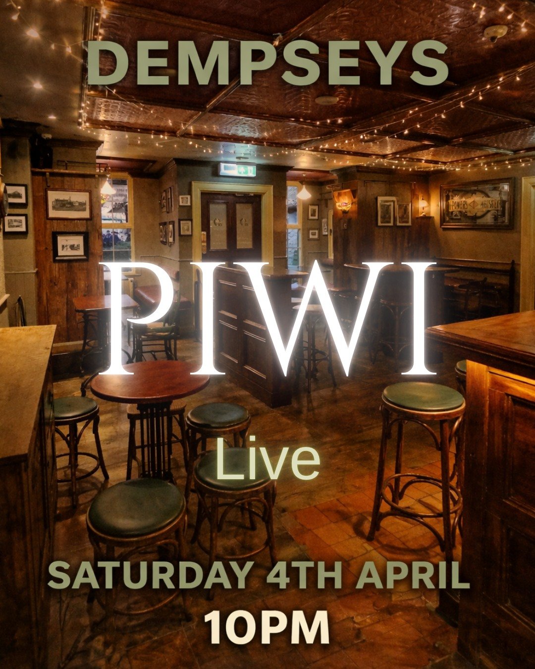 Saturday nights at Dempseys 🍻

PIWI live from 10pm bringing the vibes 🎶
Get down early and make a night of it!

#Dempseys #Omagh #LiveMusic #SaturdayNight #OmaghEvents #NightOut