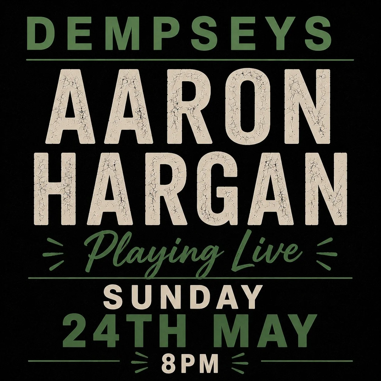 Dempseys &ndash; Aaron Hargan

🎶 Sunday sessions sorted 🎶

Aaron Hargan is playing live in Dempseys this Sunday 24th May from 8PM!

Get the crew together, grab a drink, and enjoy a brilliant night of live music 🎸🍻

📍 Dempseys
🗓 Sunday 24th May

