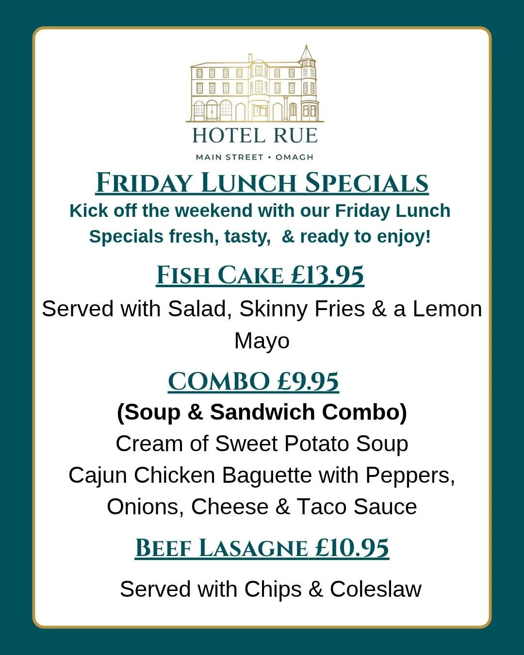🍽️ **FRIDAY LUNCH PLANS? WE'VE GOT YOU SORTED!** 😍

It's nearly the weekend, and we're serving up something delicious at **Rue Restaurant, Hotel Rue!** 🍴✨

Whether you're popping in on your lunch break, catching up with friends or treating yoursel