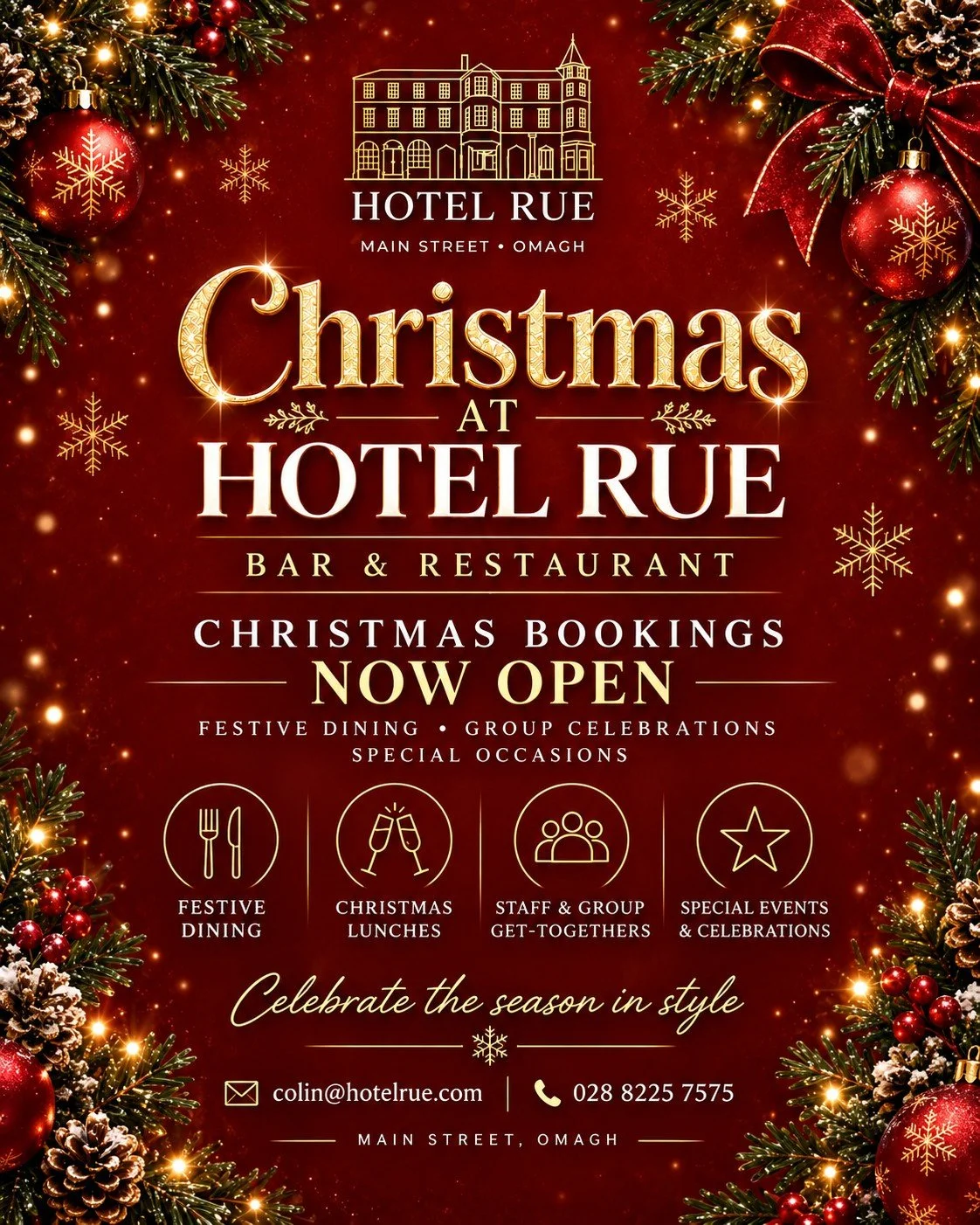 🎄✨ C𝐇R𝐈S𝐓M𝐀S A𝐓 𝐇O𝐓E𝐋 𝐑U𝐄 𝐁A𝐑 &amp; 𝐑E𝐒T𝐀U𝐑A𝐍T ✨🎄

Christmas is just around the corner, and festive bookings are now open at Hotel Rue! 🎅🥂

Whether you&rsquo;re planning a staff Christmas lunch, a festive catch-up with friends, a