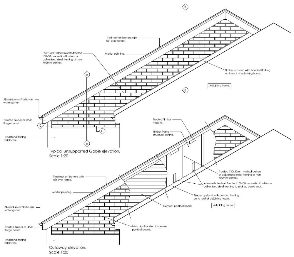 brick slip system unsupported gables