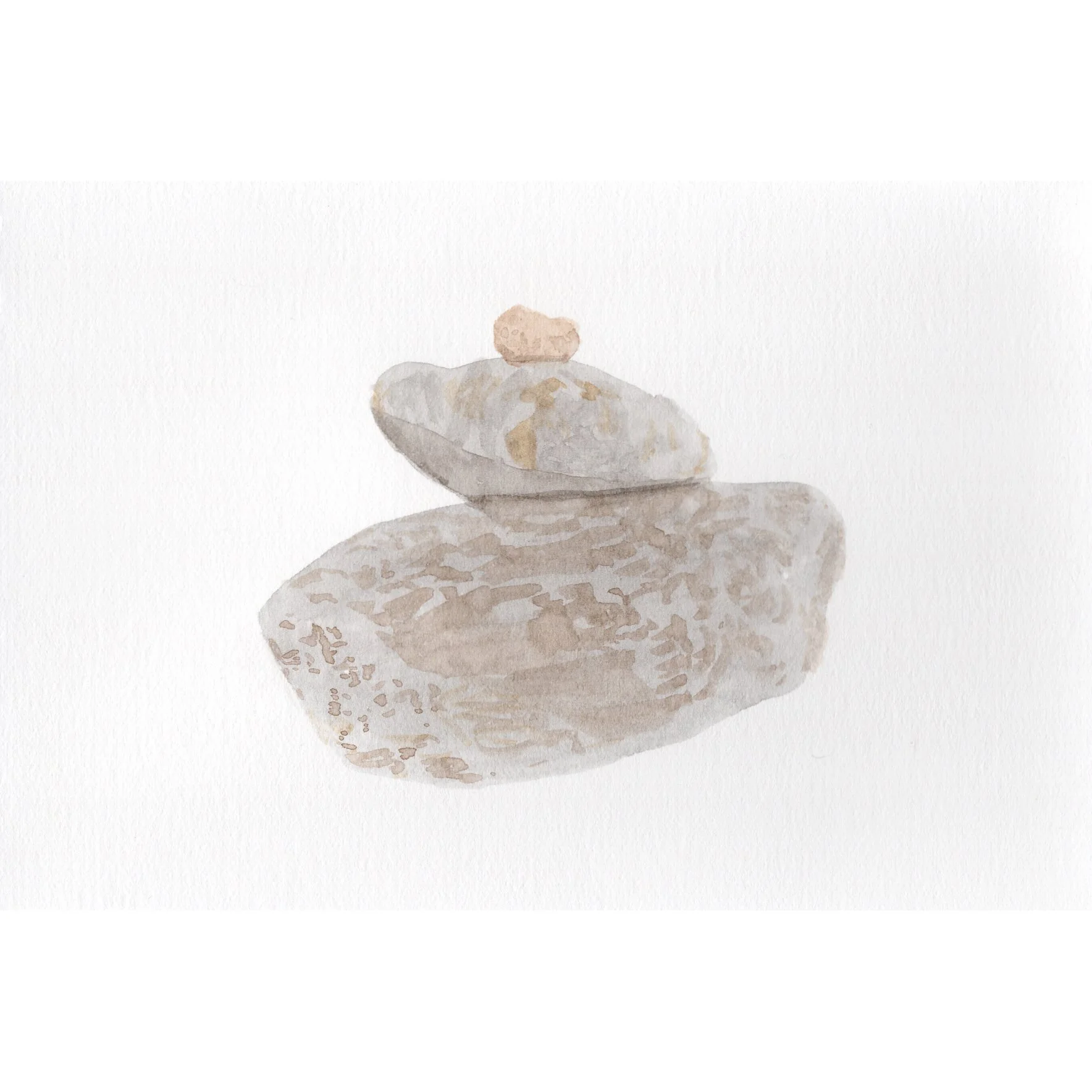 The Stone of Sisyphus No. 1, 2025, diluted gum arabic and watercolor on paper, 10.4 × 15 cm