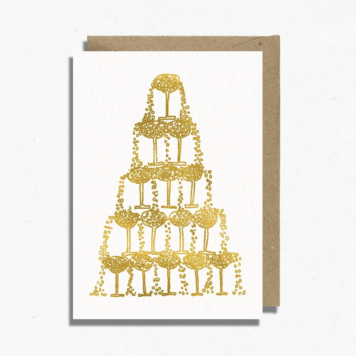 Champagne Tower Gold Foil Card