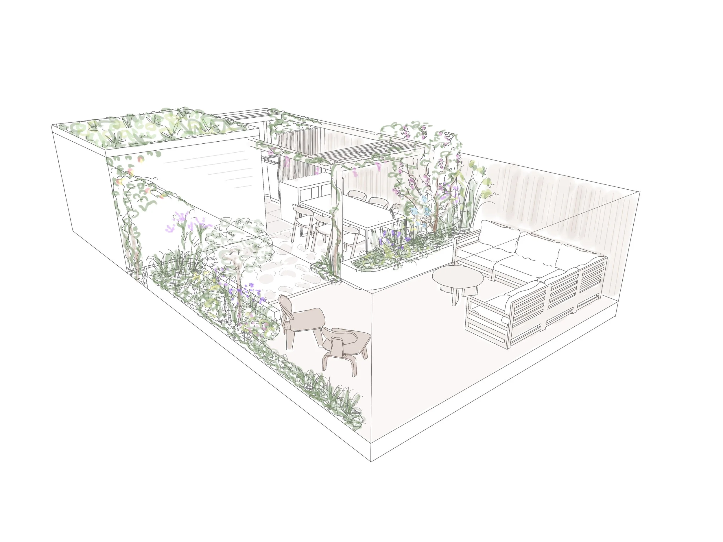 Moderne mediterrane tuin