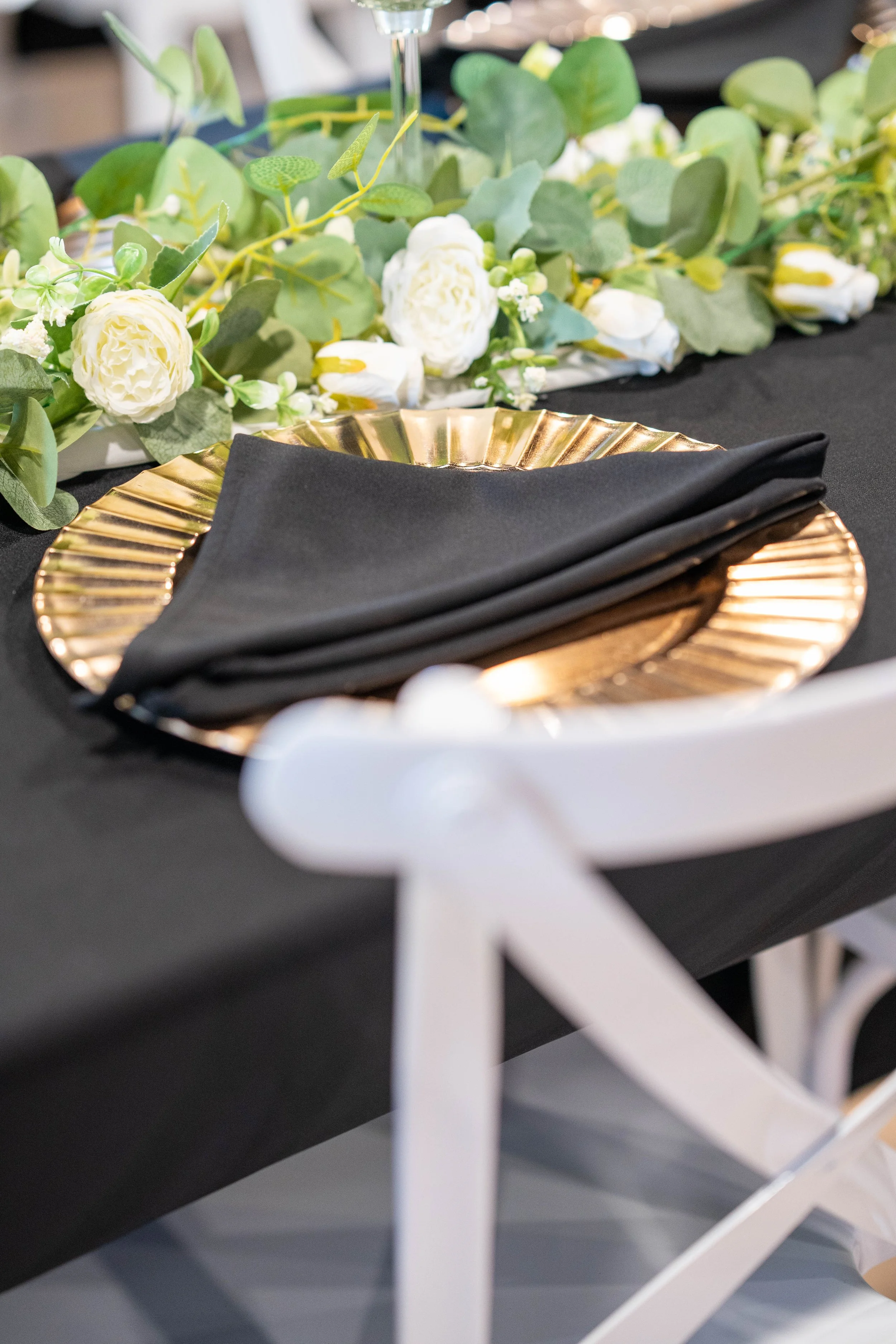 Experience the timeless charm of our Classic Transformation Package at Indianas most beautiful wedding venue! The Classic decor is Adorned with lush greenery and delicate gold accents, this package exudes sophistication and grace, perfect for creatin