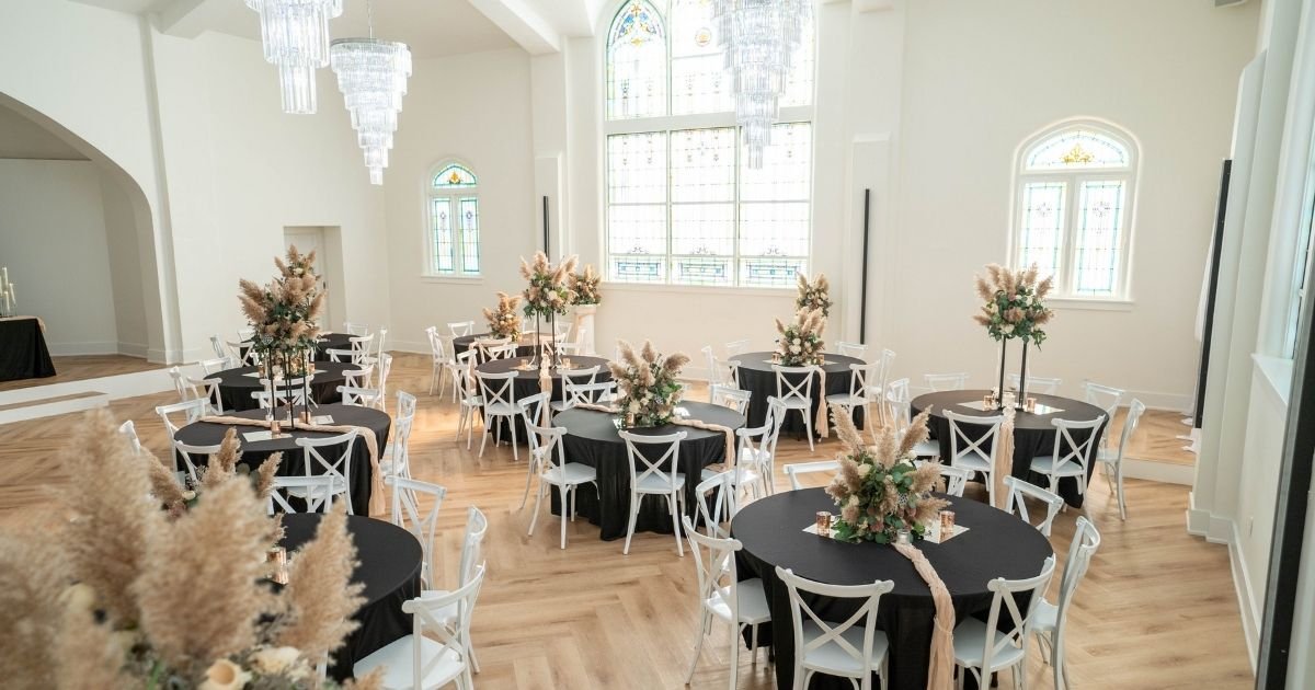 boho styled wedding reception room included in a 1999 dollar transformation package