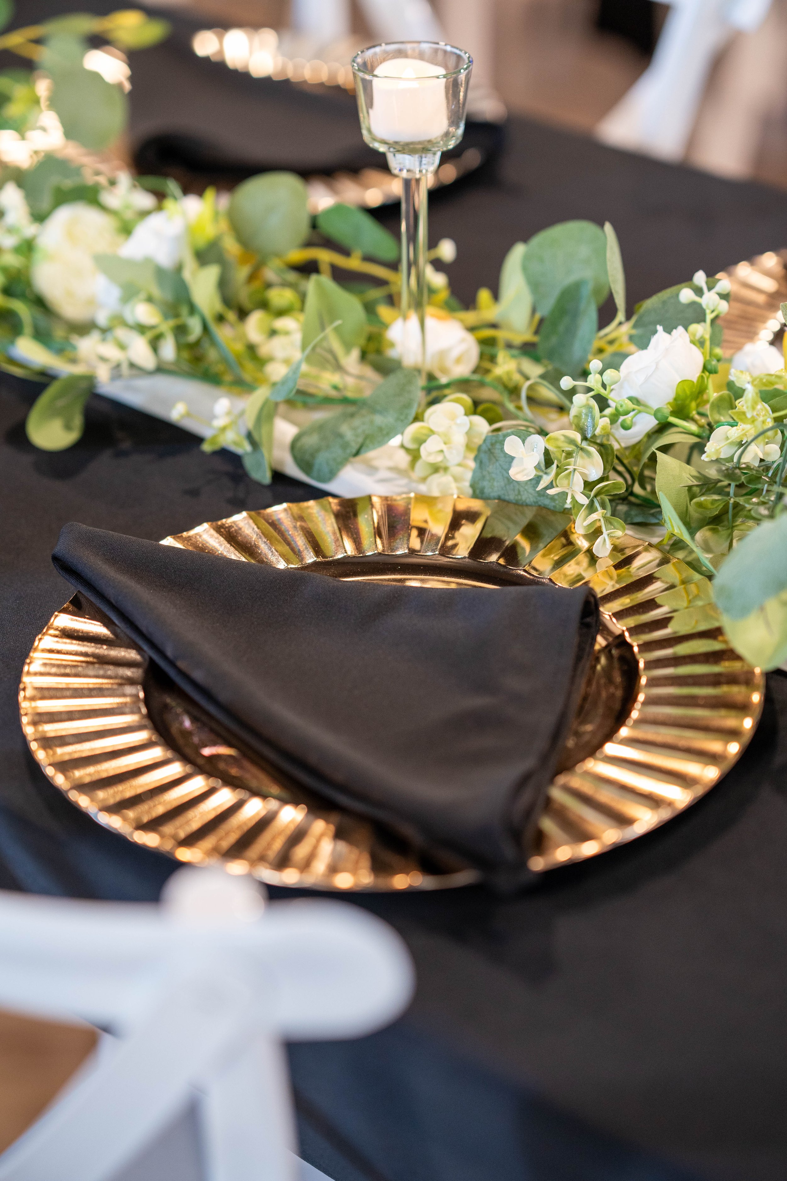 Experience the timeless charm of our Classic Transformation Package at Indianas most beautiful wedding venue! The Classic decor is Adorned with lush greenery and delicate gold accents, this package exudes sophistication and grace, perfect for creatin