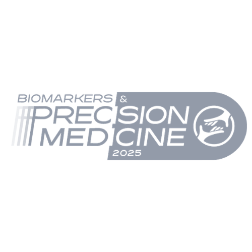 Biomarkers and Precision Medicine Conference 2025 logo featuring a stylized hand holding a circular icon with a DNA strand