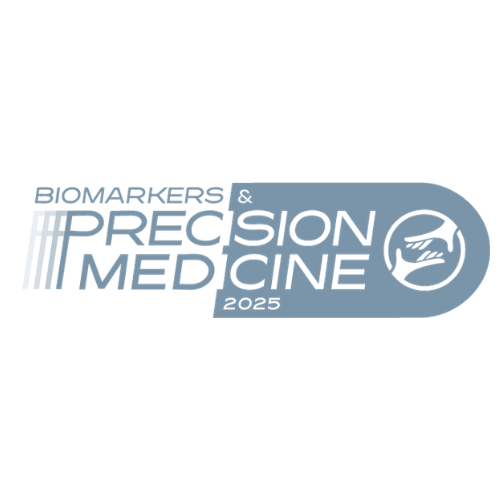 Biomarkers and Precision Medicine Conference 2025 logo featuring a stylized hand holding a circular icon with a DNA strand