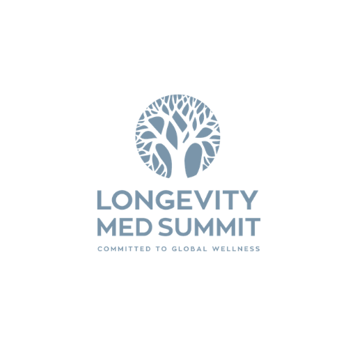 Logo for the Longevity Med Summit featuring a stylized tree with interconnected branches and the text 'Longevity Med Summit' and 'Committed to Global Wellness'.