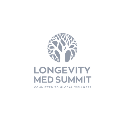 Logo for the Longevity Med Summit featuring a stylized tree with interconnected branches and the text 'Longevity Med Summit' and 'Committed to Global Wellness'.