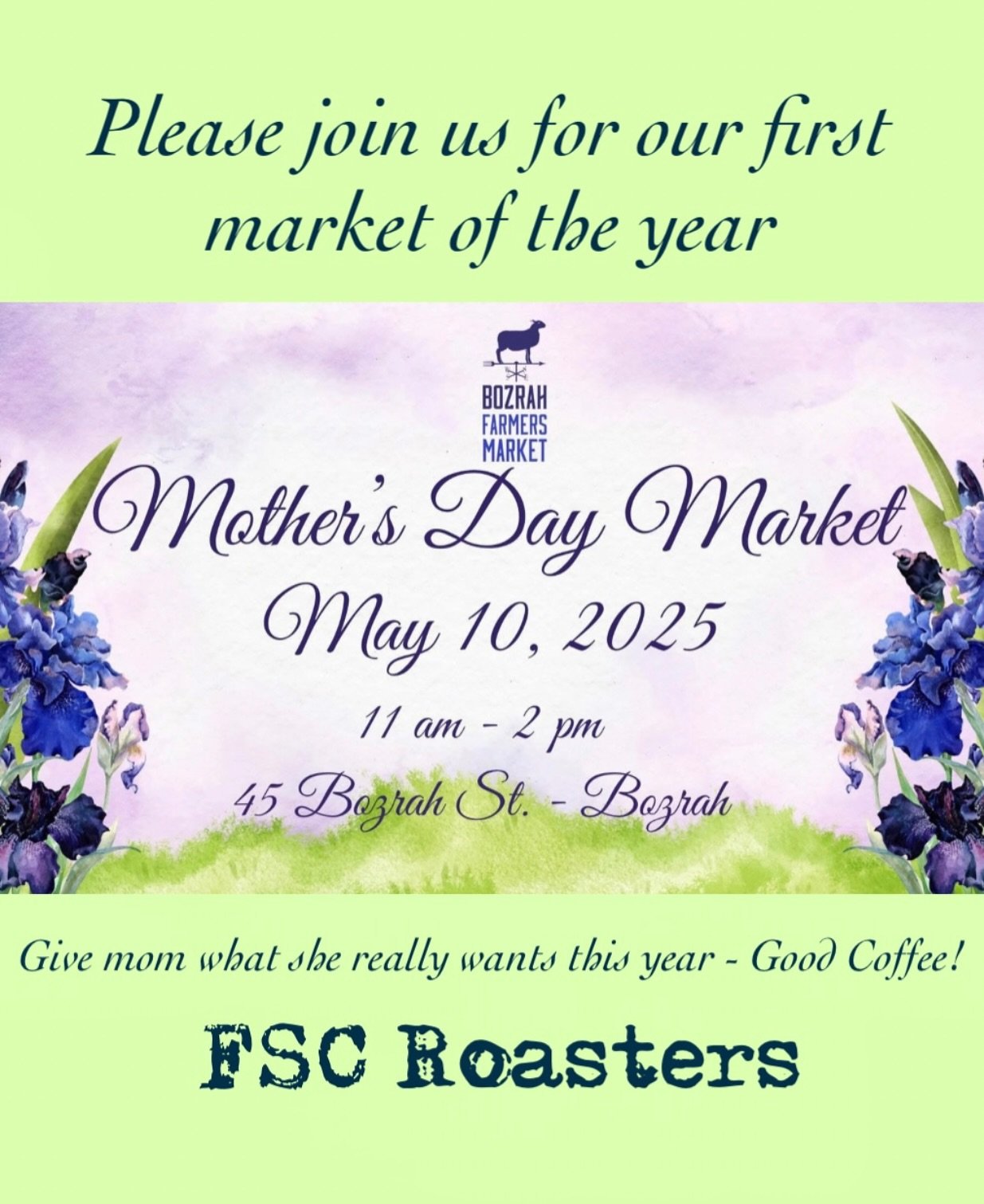 This Saturday!!!
Please join us as we start our farmer&rsquo;s market season.  We will be at the @bozrahfarmersmarket Mother&rsquo;s Day Market, this Saturday, May 10th - from 11am till 2pm.  Come out and get mom something awesome&hellip; crafts, flo