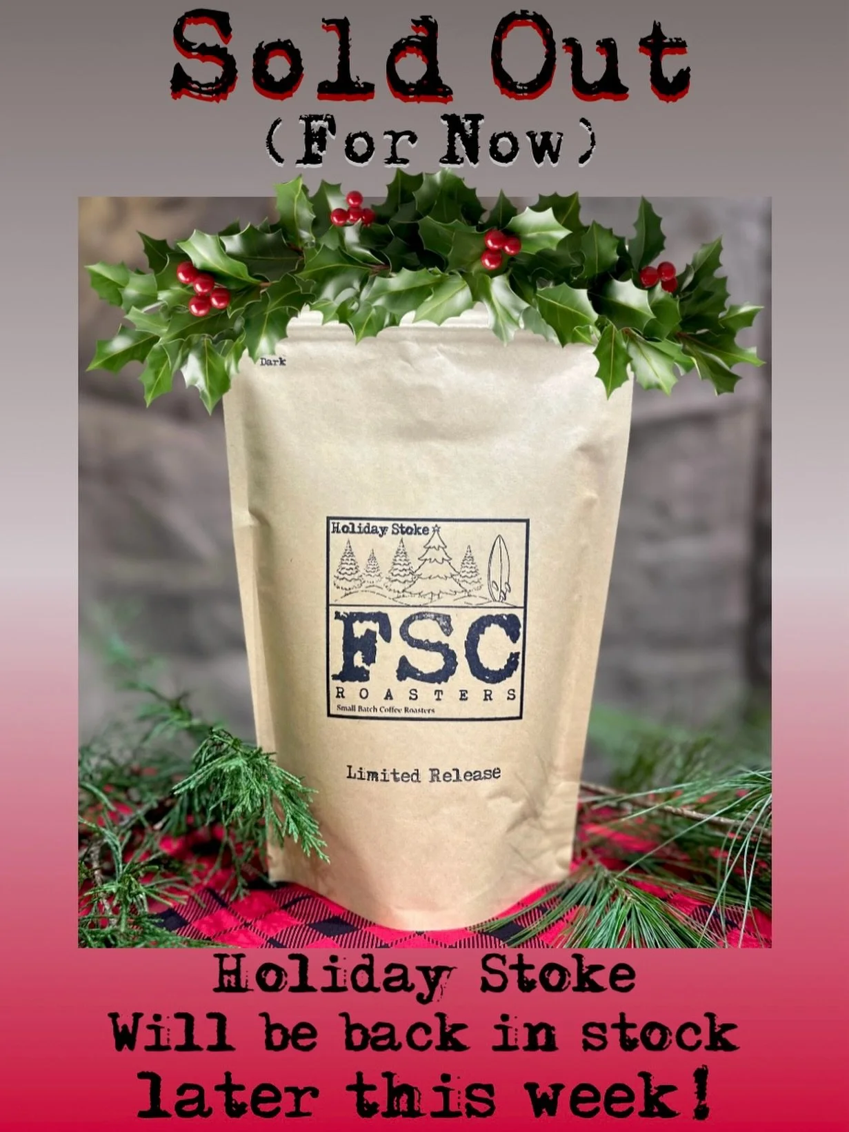 Thank YOU (our amazing customers), for officially making this year&rsquo;s holiday blend THE FASTEST SELLING COFFEE WE&rsquo;VE EVER RELEASED!!! WOW!  20 bags, gone in 5 days. 
The bad news - Holiday Stoke is currently sold out.  The Great News&helli