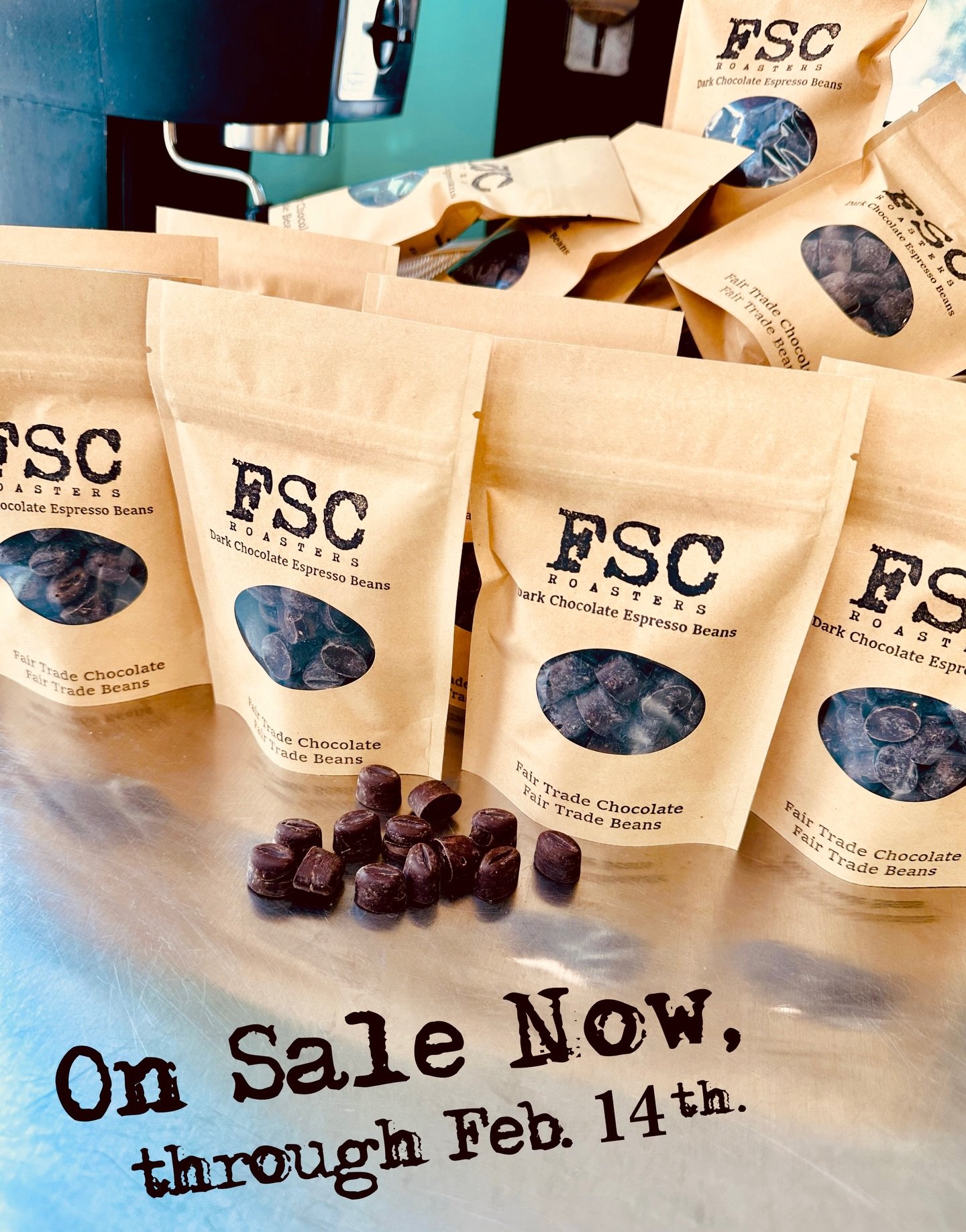 Nothing says &ldquo;I love you&rdquo; like dark chocolate covered espresso beans! And because we love YOU, we&rsquo;ll make it easy for you. Now through February 14th, chocolate covered espresso beans are on sale. 
Fair trade Mexican espresso beans, 