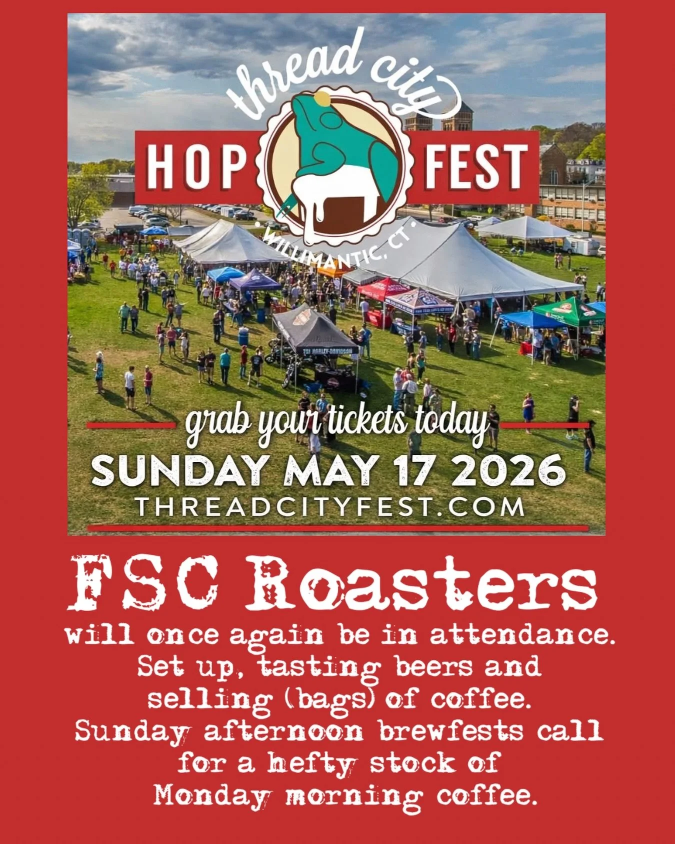 Be prepared!!!
Sunday afternoon brewfest?  Yes, and not just any Sunday afternoon brewfest. Hopfest! One of the best craft beer events of the season! With so many amazing beers to sample that Sunday, one thing is certain. A serious need for good coff