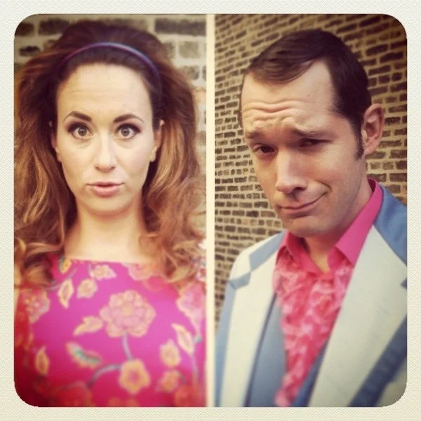 a woman and man making silly faces