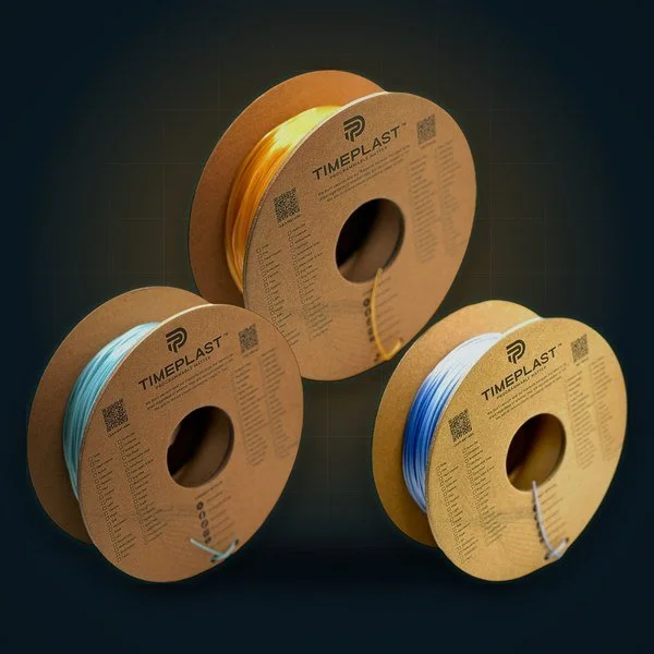 Three Timeplast filament spools (Active, Extended, Passive) for the Timed Combo