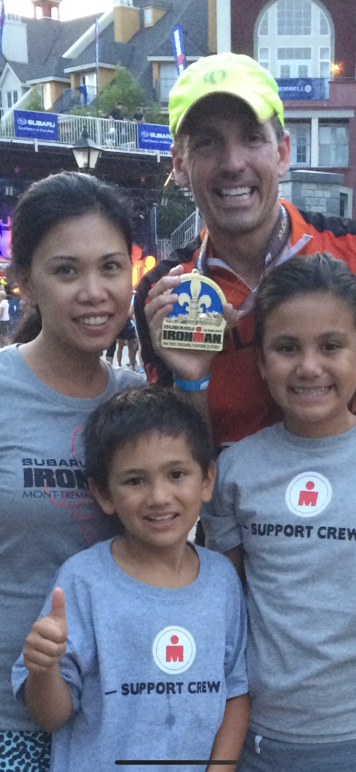 Celebrating the Ironman finish with Family