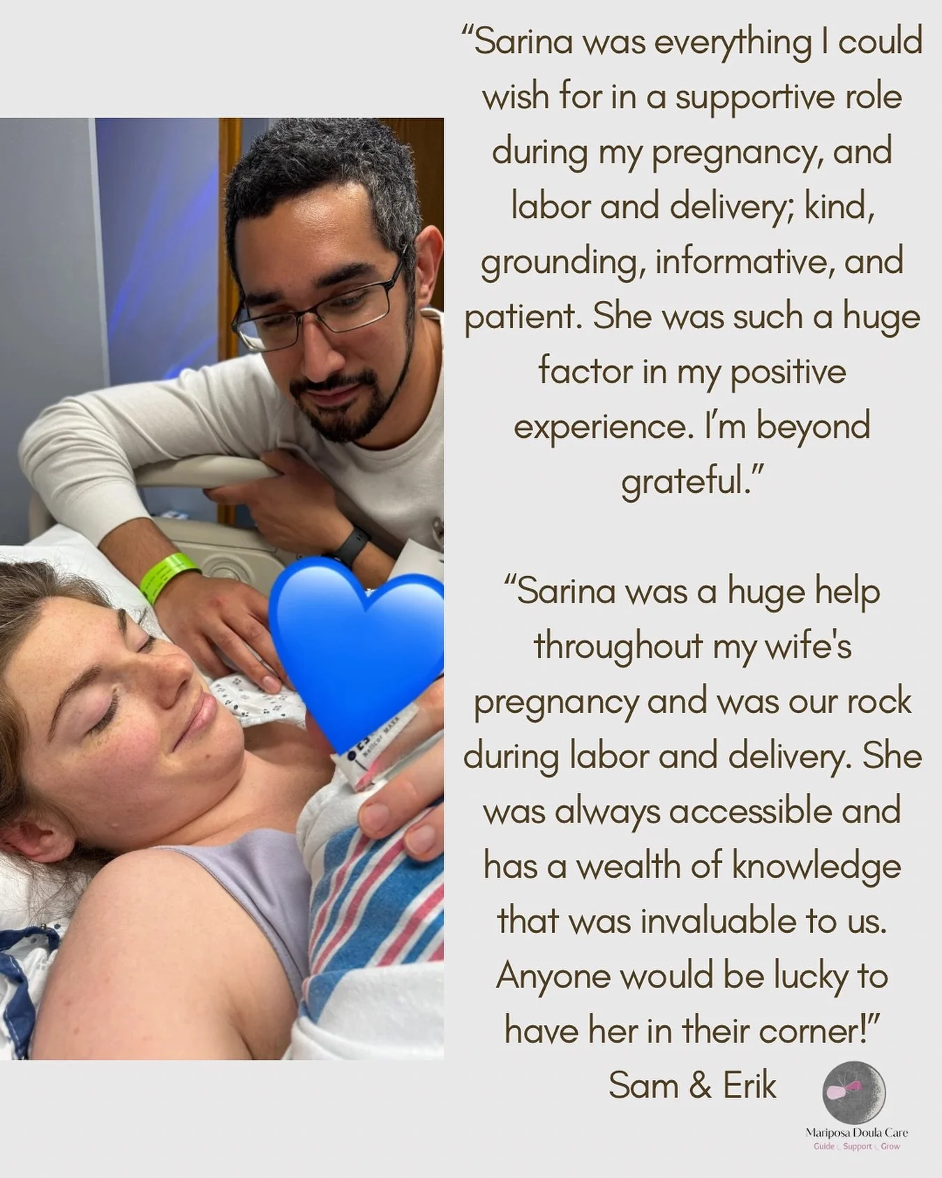 ✨ Client Love ✨
Hearing both a husband and wife reflect on their beautiful birth experience reminds me why I do this work. As their doula, I had the honor of holding space for them, offering comfort and guidance, and witnessing the strength of their 