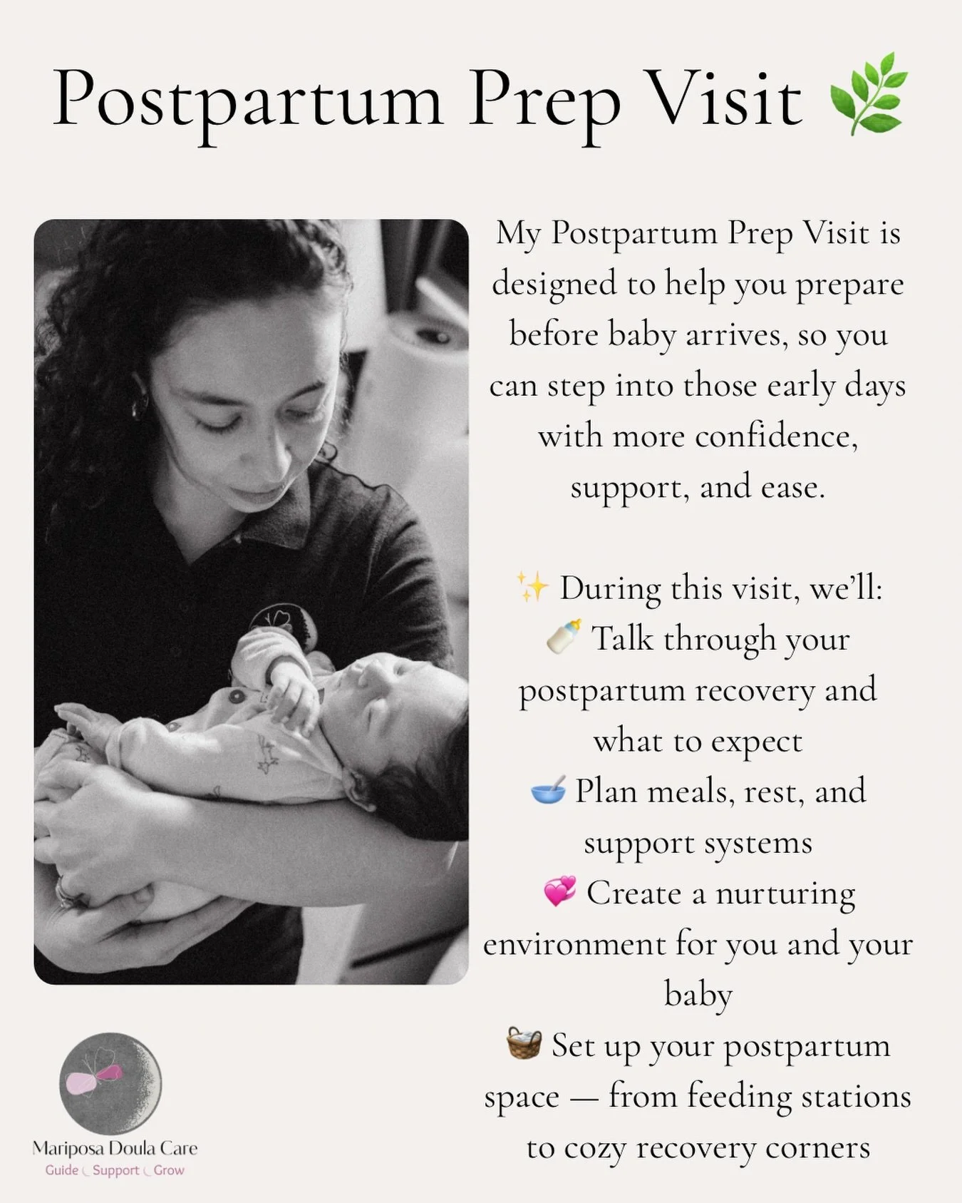 ✨Preparing for Your Fourth Trimester✨

Postpartum isn&rsquo;t something you should have to &ldquo;figure out&rdquo; on the fly. My Postpartum Prep Visit gives you the chance to slow down, breathe, and set yourself up with the support you deserve.

Fr