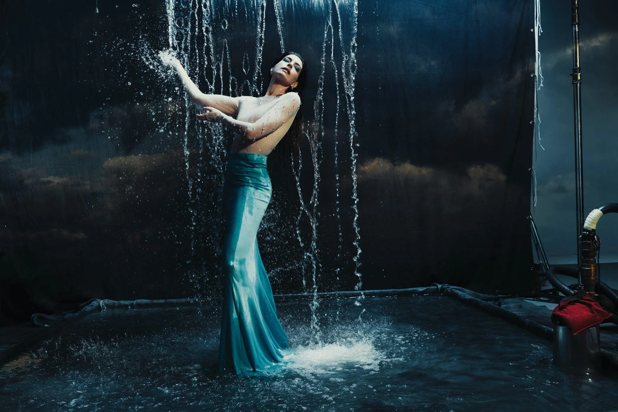 Anne Hathaway wearing the Cairo bodysuit for Elle Magazine, spring '26. Styled by Law Roach, shot by Norman Jean Roy.