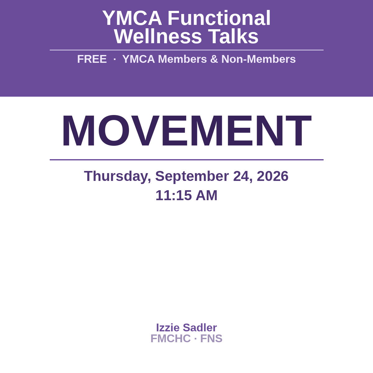 YMCA Functional Health Workshop Series