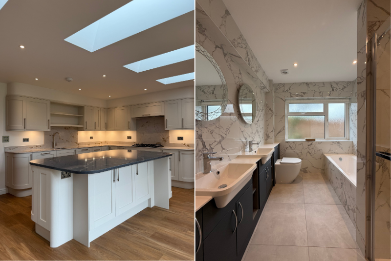 Kitchen & family bathroom