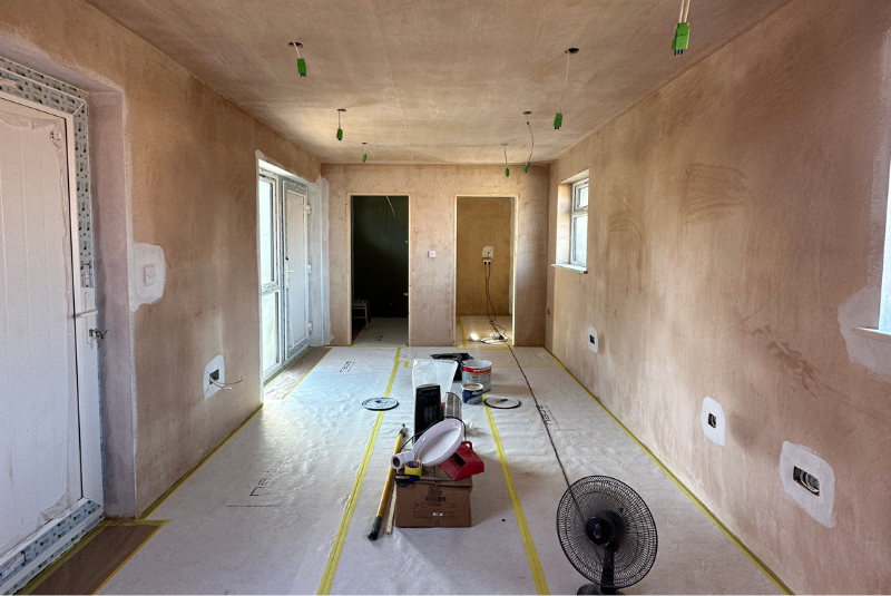 Plastering in progress