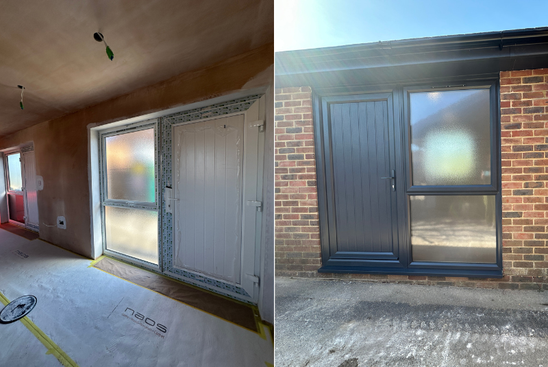 Entrance door & side windows fitted