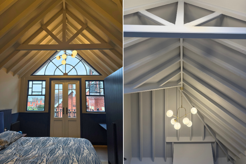 Contrasting blocks of colour in the bedroom