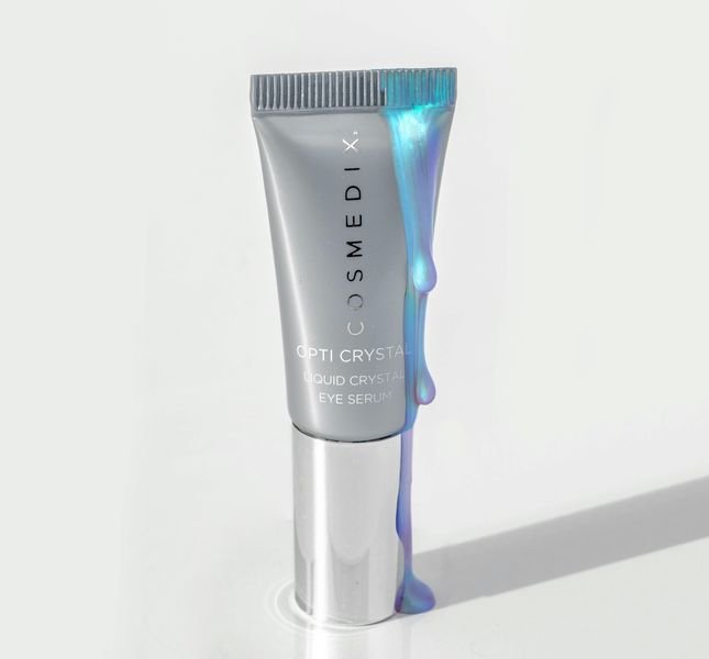 Cosmedix Opti Crystal Eye Serum dripping on bottle